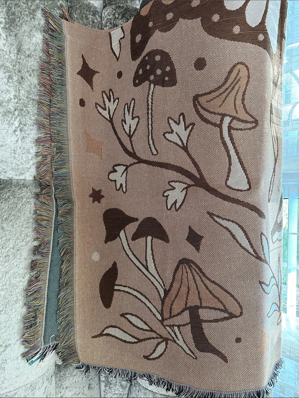 NWT Earthbound Trading Company Reversible Moth Mushroom Blanket - Picture 9 of 11